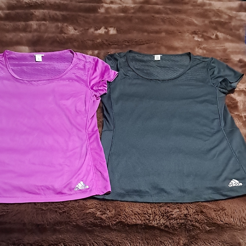 Adidas Women's Short Sleeve Tees in Purple and Black Size Small